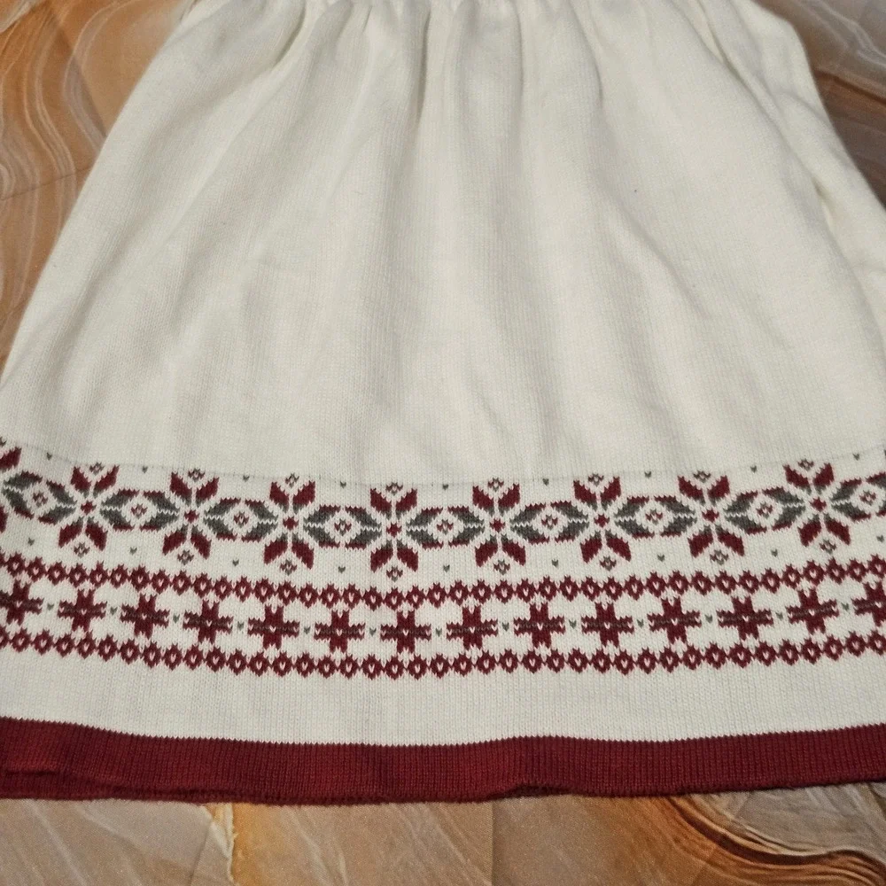 Gymboree Girls Size 5T Fair Isle Sweater Dress Ivory Burgundy Short Sleeve